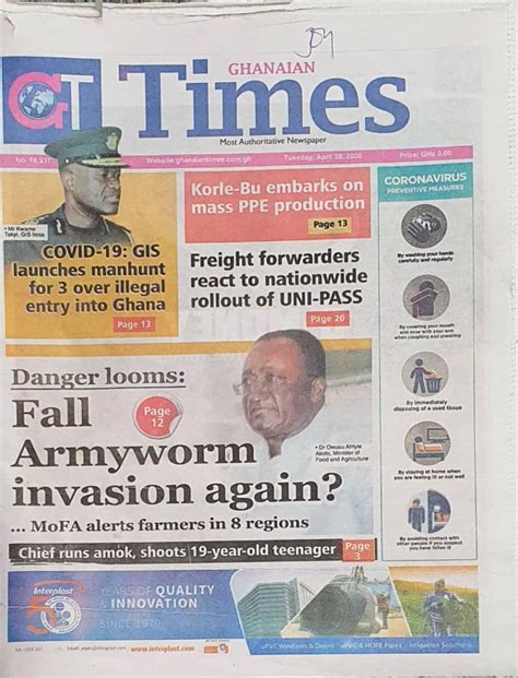 Todays Newspaper Front Pages Tuesday April 28 2020 Bbc Ghana Reports