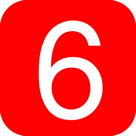 Red Rounded Square With Number 6 Clip Art At Vector Clip
