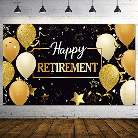 Happy Retirement Party Decorations Extra Large Fabric Black And Gold