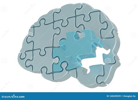 Brain Puzzle Isolated In White Background 3d Illustration Stock