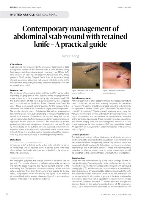 Pdf Contemporary Management Of Abdominal Stab Wound With Retained