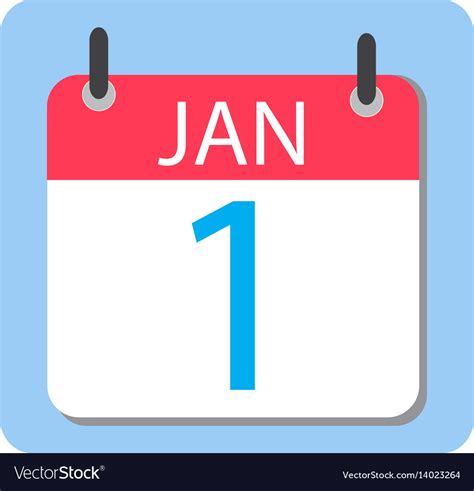 1 January Calendar Red Icon New Year Royalty Free Vector