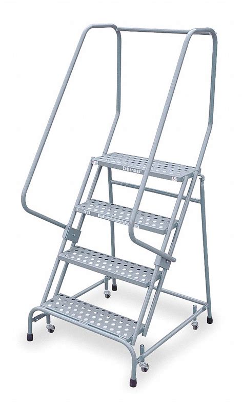 Cotterman 4 Step Rolling Ladder Perforated Step Tread 70 In Overall