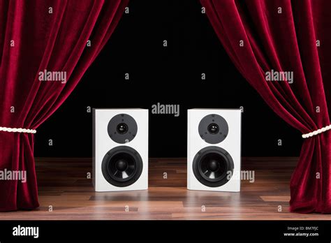 Two Audio Speakers On A Theatre Stage Stock Photo Alamy