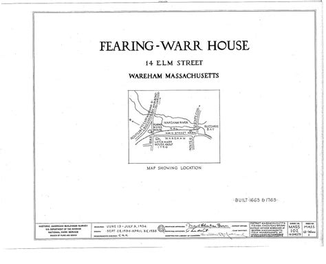 Habs Mass12 Warh1 Sheet 0 Of 16 Fearing Warr House 14 Elm Street Wareham Plymouth