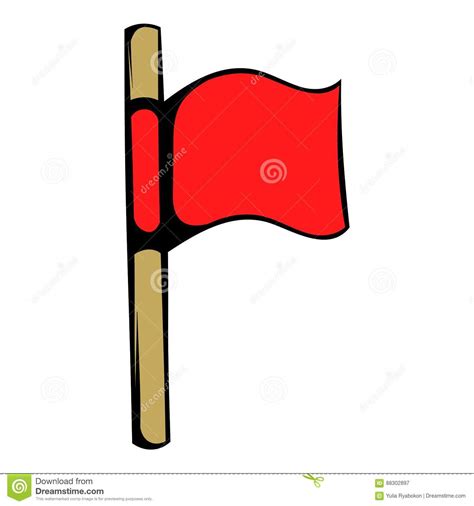 Red Flag Icon Icon Cartoon Stock Vector Illustration Of Field