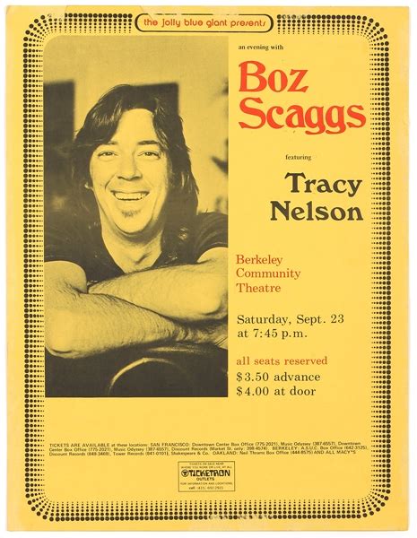 Lot Detail Boz Scaggs Original Berkeley Community Theatre Concert Poster