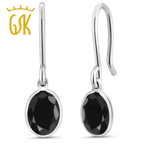Gemstoneking Ct Oval Natural Black Sapphire Women S Earrings Solid