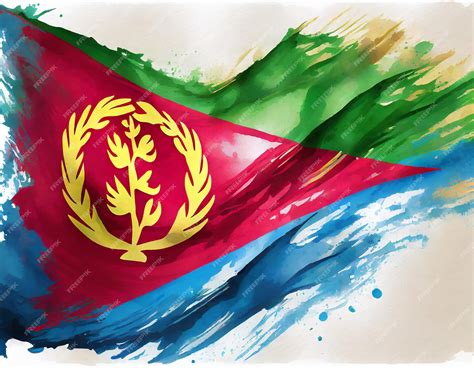 Premium Ai Image Art Brush Watercolor Painting Of Eritrea Flag Blown