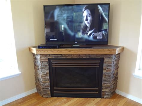 Marvelous Stacked Stones Corner Fireplace With Tv Stands Ideas On Wood