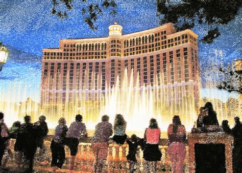 The Bellagio At Night In Las Vegas Painting By Zachary Balge Fine Art