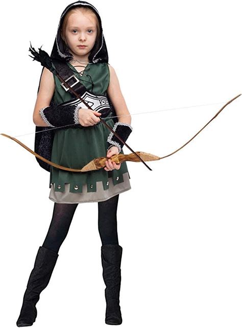 Warrior Night Hooded Huntress Costume For Halloween Tween Girls With