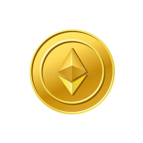 Ethereum Crypto Currency Golden Ethereum Coin Icon Stock Vector