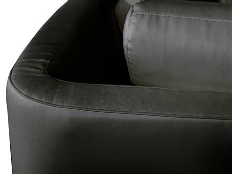Modern Curved Sectional Sofa With Chaise And Headrests Black Leather