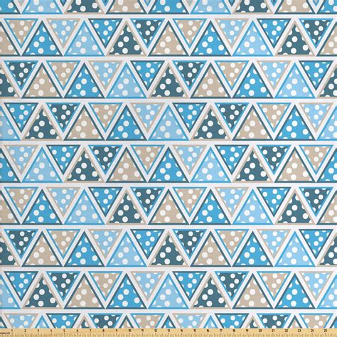 Triangle Fabric By The Yard Blue Toned Composition Of Geometric Shapes