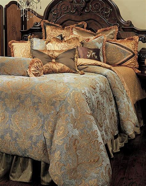 Michael Amini Elizabeth 13 Piece Comforter King Aqua