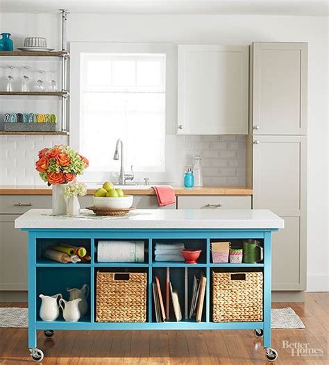 We have a portable island bu it's pretty small, but it is on wheels. DIY Island Ideas for Small Kitchens! - Beneath My Heart