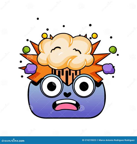 Vector Cartoon Cute Exploding Head Emoji Isolated Illustration Stock