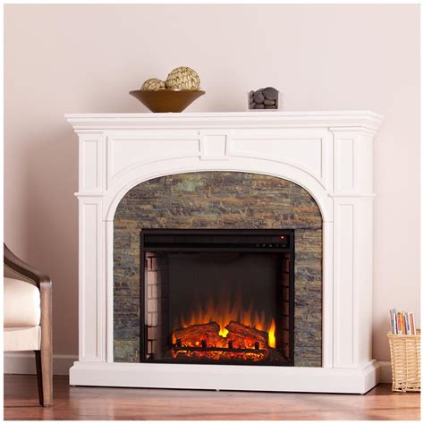 Southern Enterprises Tanaya Stacked Stone Fireplace White 671474