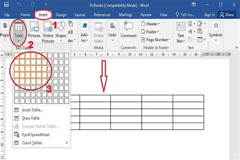 Microsoft Word Tutorial Table Creation