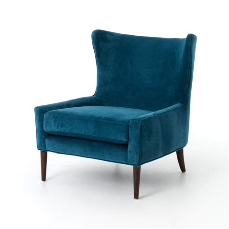 Add a pop of colour with this side chair. Design Tree Home Velvet Blue Marlow Wingback Chair ...