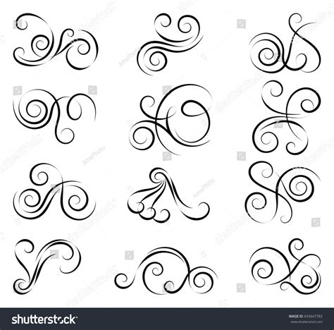 Curls Scrolls Set Decorative Elements Frames Stock Vector Royalty Free