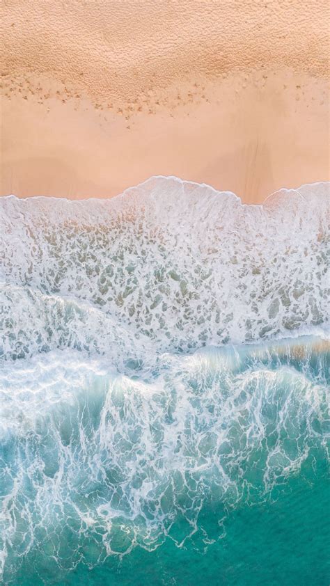 Download Wallpaper 1440x2560 Beach Wave Aerial View Sea Sand Surf Qhd Samsung Galaxy S6 S7