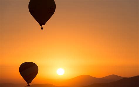 Wallpaper Hot Air Balloons Sunrise Hills Sky Nature Sun
