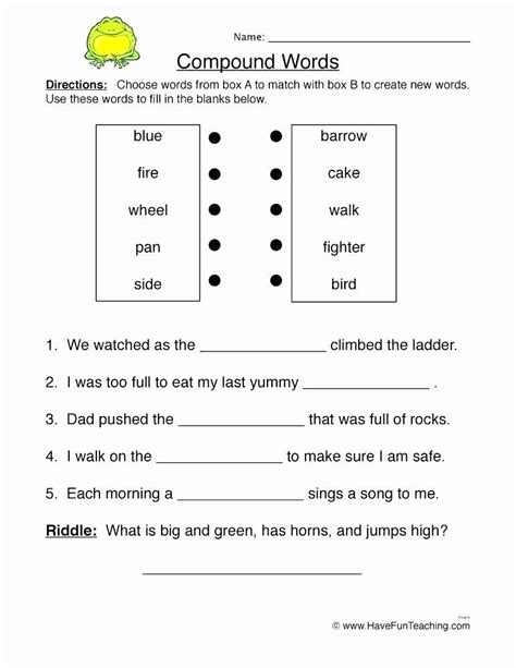 Compound Words Worksheet Grade 2 Workssheet List