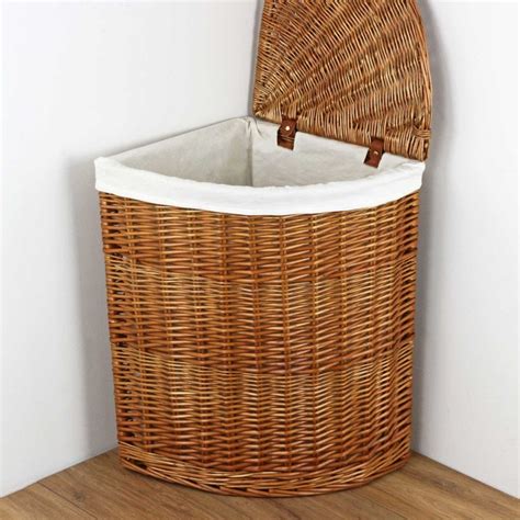 Natural Wicker Corner Laundry Basket The Basket Company