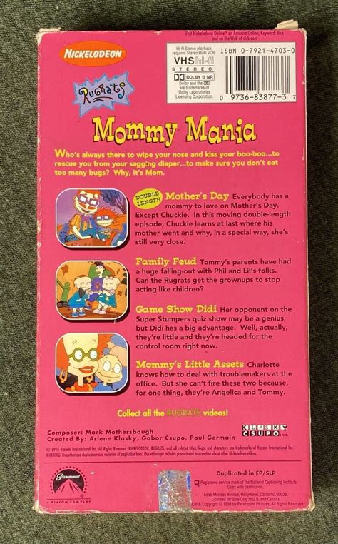 Nickelodeon Rugrats Mysteries 2003 Mommy Mania 1998 VHS Lot Of 2