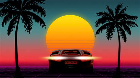 Found 96 hawaii beach wallpapers. 1920x1080 1980s Sunset Outrun 4k Laptop Full HD 1080P HD ...