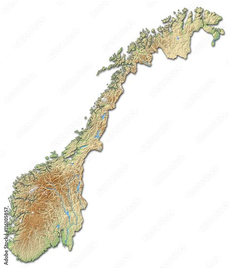 Relief Map Of Norway 3d Rendering Stock Illustration Adobe Stock