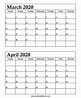 Printable Calendar March April 2020 | Calendar Printables Free Templates