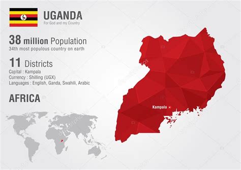 A união europeia fundada em 1958 tem neste momento (junho 2010) 27 países membros, estando em estudo o alargamento para 31 estados membros. Mapa-múndi Uganda com uma textura de diamante de pixel ...