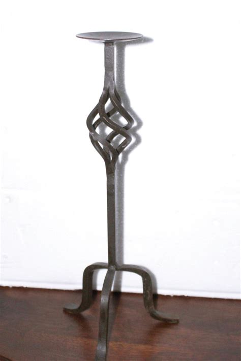 Vintage Wrought Iron Pillar Candle Holder Black Iron A Plus Quality