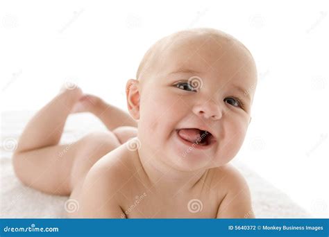 Baby Lying Down Smiling Stock Photo Image Of Innocence
