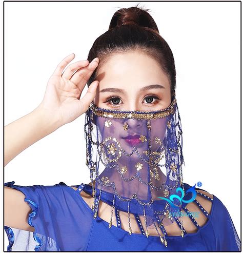Oem Hand Made Belly Dance Mesh Sequin Face Veils Scarf 7 Colors Available Buy High Quality