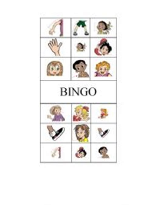 body bingo worksheets