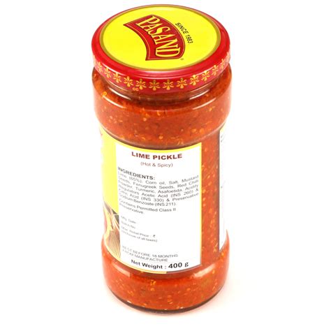 Pasand Lime Pickle Hot And Spicy Packaging Type Jar Packaging Size