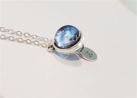 Tiny Glass Orb Galaxy Nebula Necklace With Sterling Silver Etsy