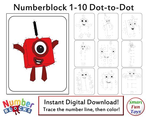Numberblocks One 1 To Ten 10 Dot To Dot Instant Digital Etsy Austin