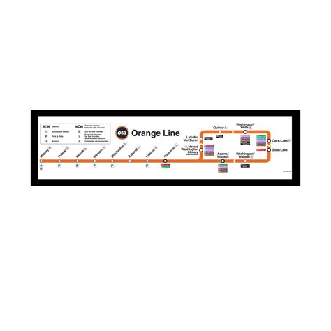 Framed Canvas Cta Orange Line Map