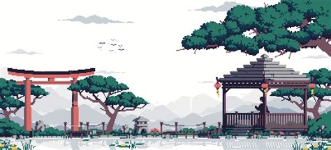 Oc Japanese Garden Animated Pixelart