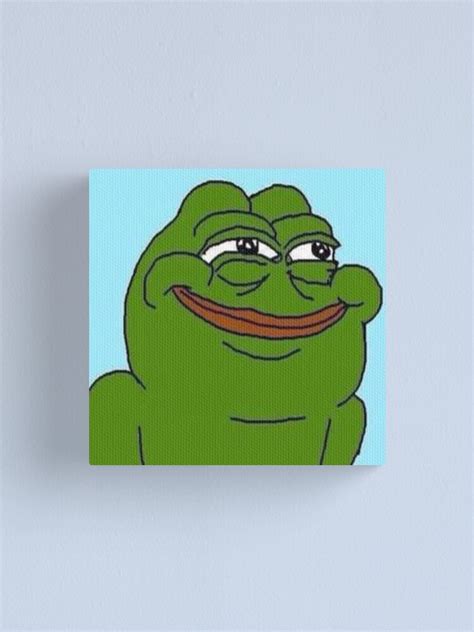 Smiling Pepe The Frog Meme Rare Canvas Print By Bitsnake Redbubble