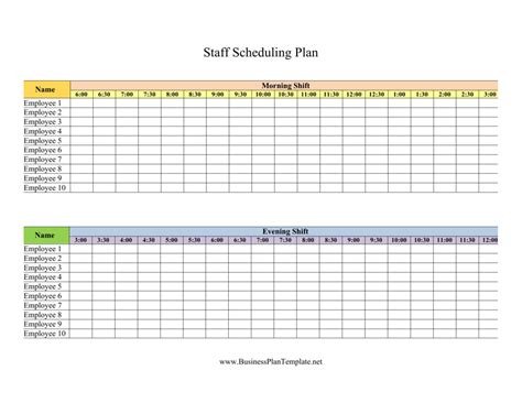 Staff Scheduling Plan Template Download Printable Pdf Templateroller