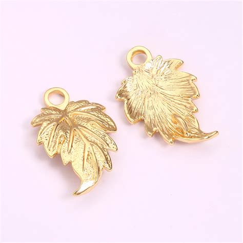 19x12mm 18k Gold Plated Leaf Charms 8pcs Gold Maple Leaf Etsy