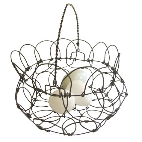 Wire Work Folding Egg Basket With Handle Glass Blown Eggs Blown Eggs
