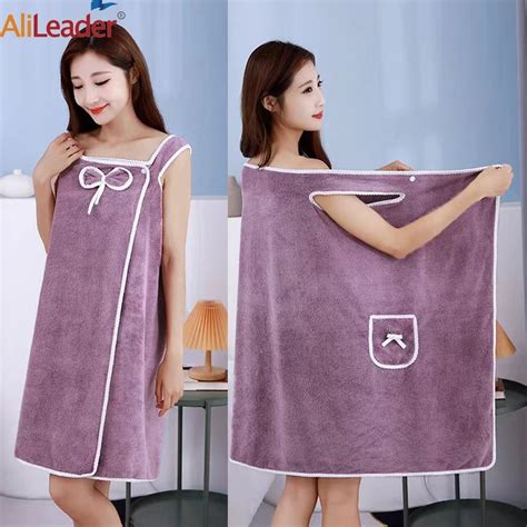 Women S Bath Shower Wrap Towel Dress With Straps Lightweight Knee