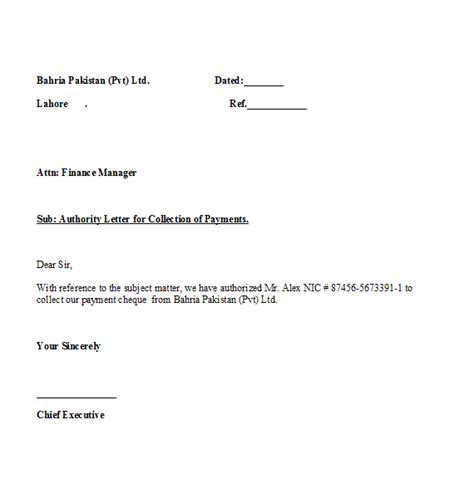 Authorization Letter Template To Collect Cheque